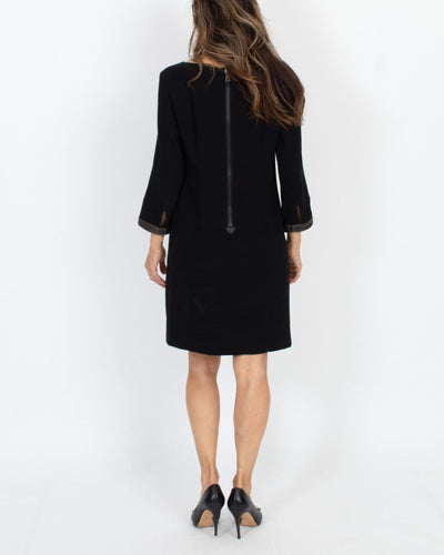 Rag & Bone Clothing Small | US 4 Black Shift Dress with Leather Trim
