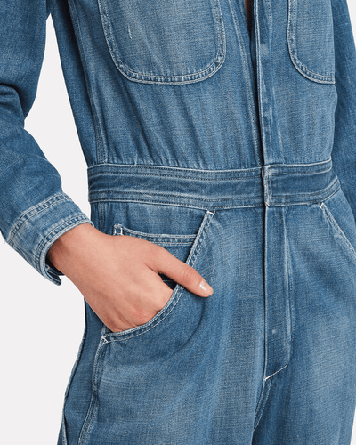 Rag & Bone Clothing XS Faded Boiler Denim Jumpsuit in Lily