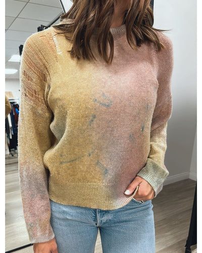 Raquel Allegra Clothing Large Multicolor Shredded Sweater
