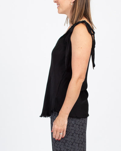 Raquel Allegra Clothing Small Black Satin Tie Tank