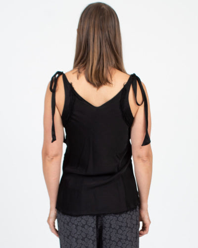 Raquel Allegra Clothing Small Black Satin Tie Tank