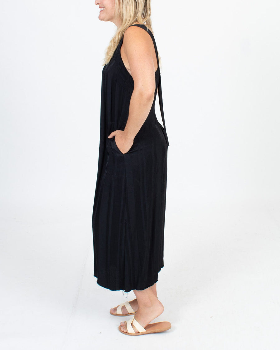 Raquel Allegra Clothing XS Black Tonal Striped Dress