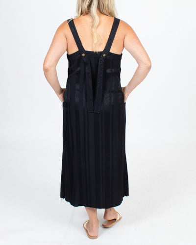 Raquel Allegra Clothing XS Black Tonal Striped Dress