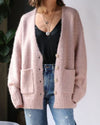 Raquel Allegra Clothing XS Cashmere Blend Slouchy Cardigan in Petal Pink