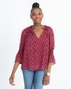 Rebecca Taylor Clothing Medium Burgundy Peasant Blouse