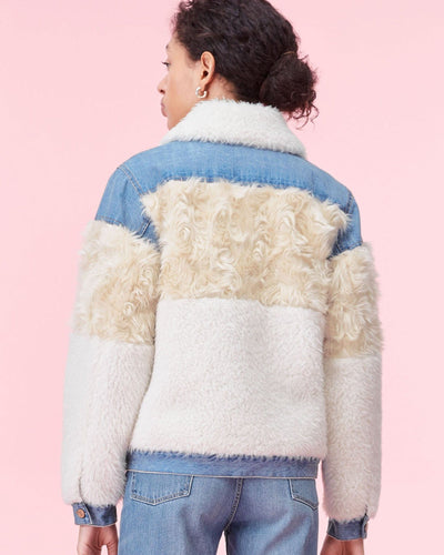 Rebecca Taylor Clothing Medium Faux Fur & Denim Jacket