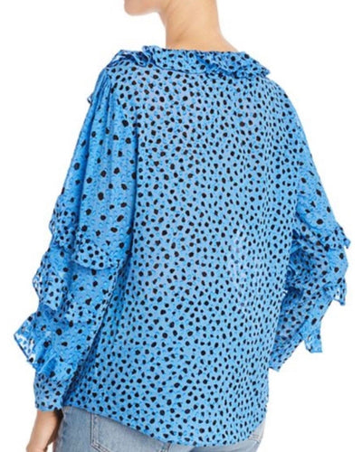 Rebecca Taylor Clothing Medium | US 8 Long Sleeve Dot Clip Ruffle Top