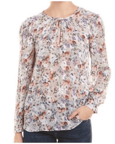 Rebecca Taylor Clothing Small Ruby Floral Silk Jacquard Blouse
