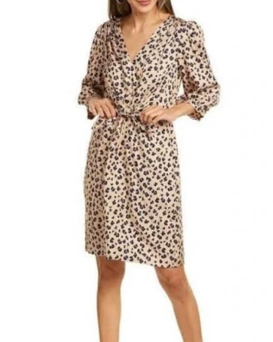 Rebecca Taylor Clothing Small | US 4 Cheetah  Print Tie-Front Dress