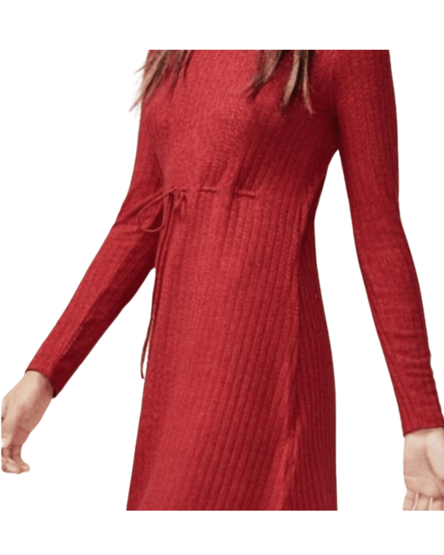 Reformation Shira Cherry Red Ribbed Tie Dress