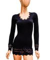 rosemunde Clothing Large Fitted Black Ribbed Long Sleeve Top