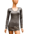 rosemunde Clothing Large Fitted Taupe Ribbed Long Sleeve Top