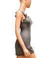 rosemunde Clothing Large Fitted Taupe Ribbed Tank with Lace Trim
