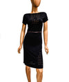 Rozae Nichols Clothing XS Fitted Black Dress with Perforated Squares