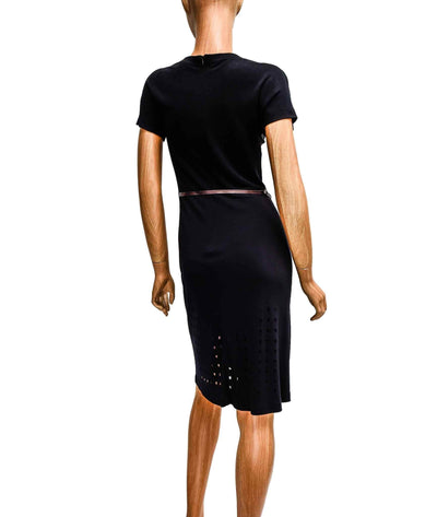 Rozae Nichols Clothing XS Fitted Black Dress with Perforated Squares