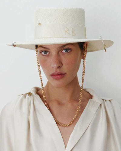Ruslan Baginskiy Accessories Medium Chain Strap Straw Gambler Hat
