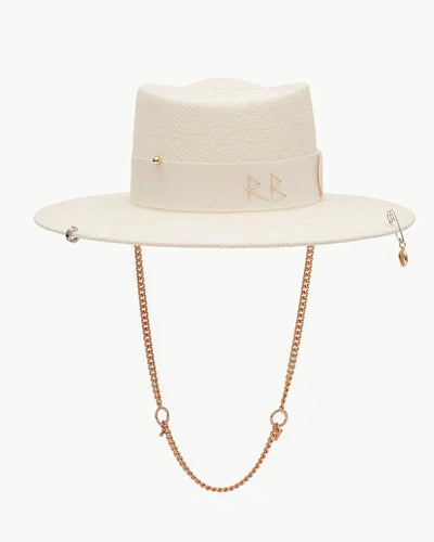 Ruslan Baginskiy Accessories Medium Chain Strap Straw Gambler Hat