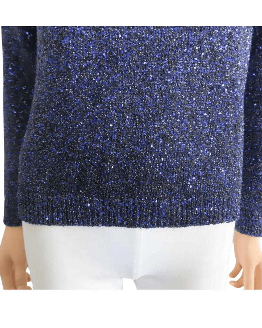 Saint Laurent Clothing Small Saint Laurent Bleu Nuit Sequin Metallic Sweater