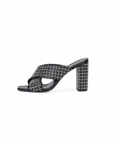 Saint Laurent Shoes Medium | 8 Studded Black "LouLou" Block Heel Mules