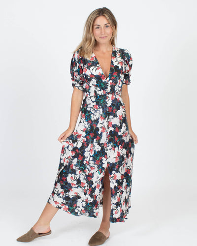 SALONI Clothing XS Floral Silk Maxi Dress