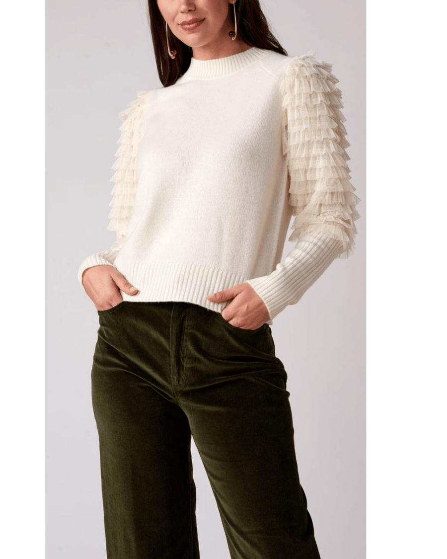 Sea New York Clothing XS Ivory Wool Ruffle Novia Princess Sweater