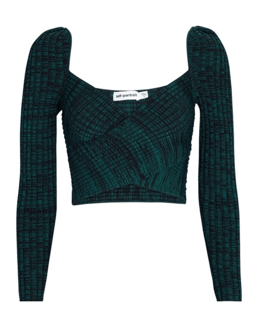 SELF-PORTRAIT Clothing Small Self Portrait Crossover Knit Crop Top