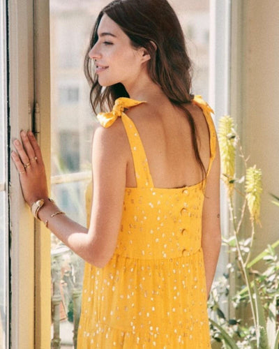 SÉZANE Clothing Medium | US 8 I IT 38 Metallic Yellow Dress