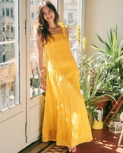 SÉZANE Clothing Medium | US 8 I IT 38 Metallic Yellow Dress