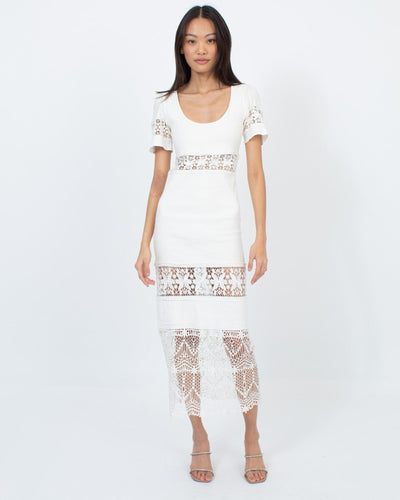 Stone Cold Fox Clothing Small Cream Lace Midi Dress