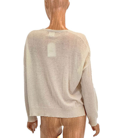 SUNDRY Clothing Small Heart Embroidered Scalloped Hem Sweater