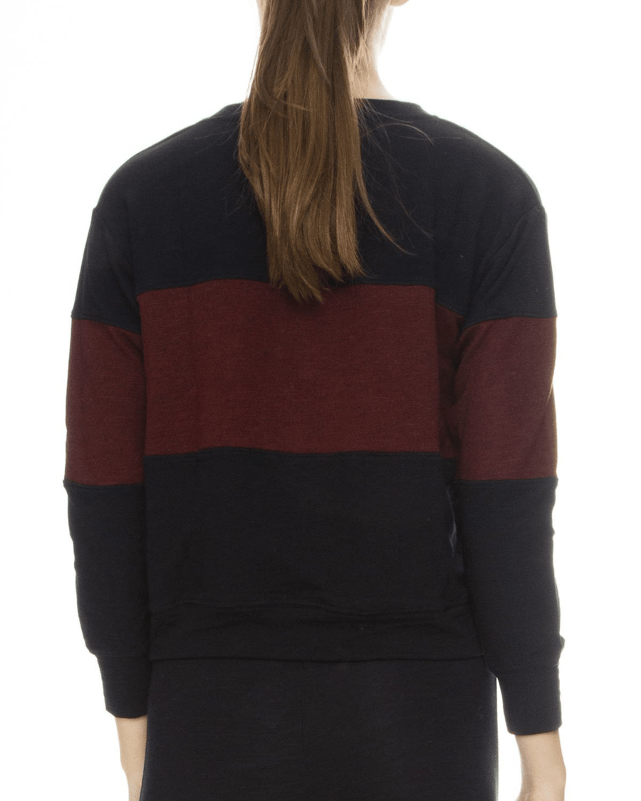 SUNDRY Clothing Small Sundry Colorblock Sweatshirt Midnight/Marsala