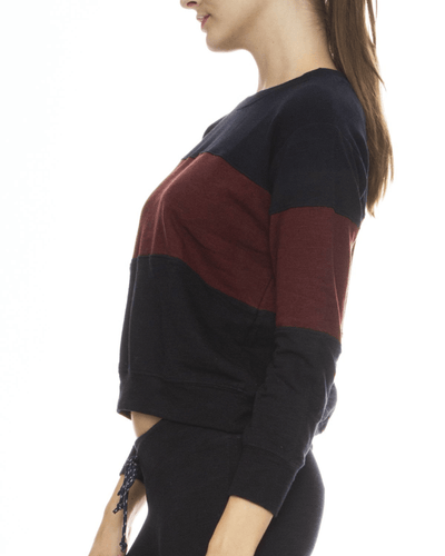 SUNDRY Clothing Small Sundry Colorblock Sweatshirt Midnight/Marsala