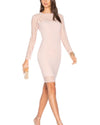 T By Alexander Wang Clothing XS Blush Perforated Long Sleeve Fitted Dress