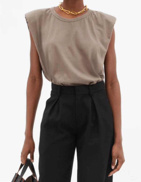 Eva Padded Shoulder Cotton Muscle T Shirt The Revury