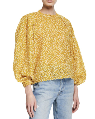 The Great Clothing Small Yellow Floral Eyelet Blouse