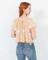 The Great Clothing XS | US 0 Embroidered Short Sleeve Blouse