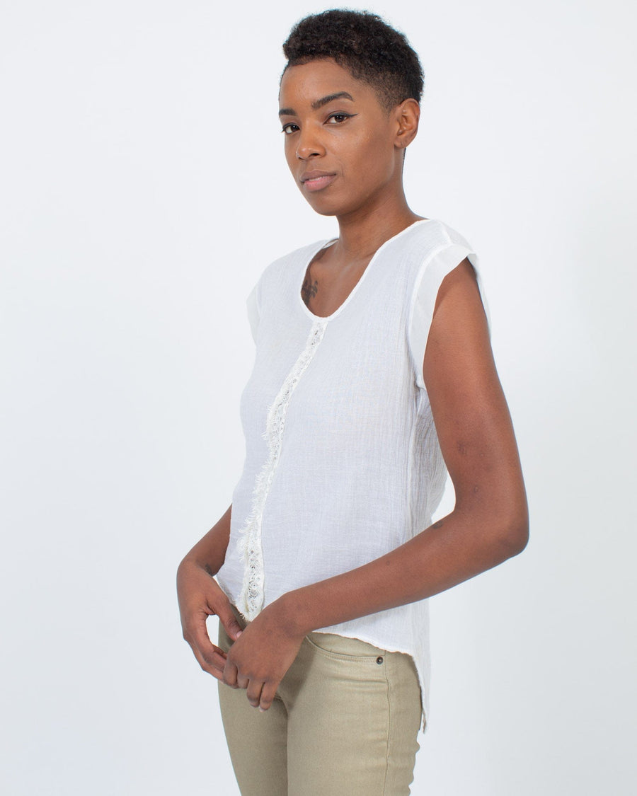 The House of Woo Clothing Small Cream High-Low Blouse