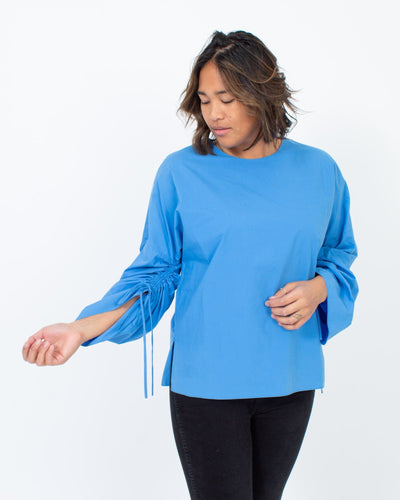 Tibi Clothing Medium Blue Long Sleeve Blouse