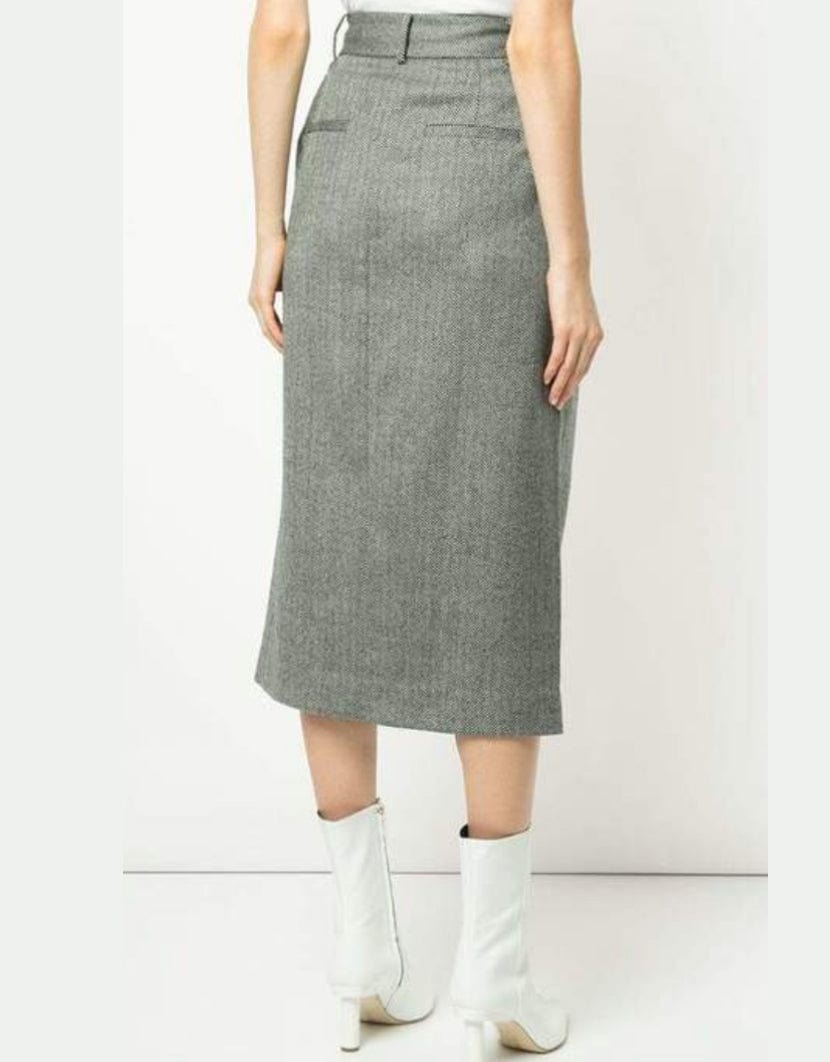 Tibi Clothing Medium "Herringbone" Pleated Pencil Skirt