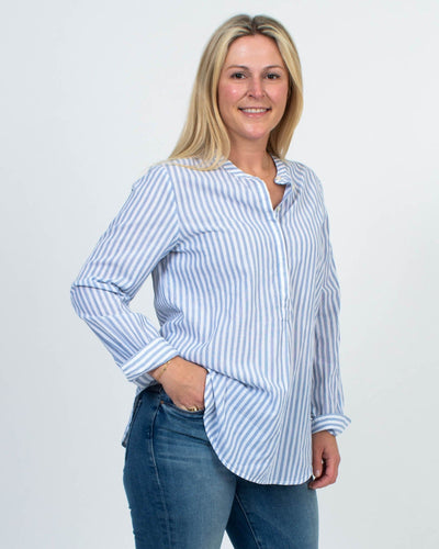 TROVATA Clothing Small Henley Stripe Pullover Blouse