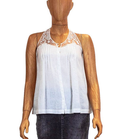 Twelfth Street by Cynthia Vincent Clothing Small Cream Sleeveless Blouse