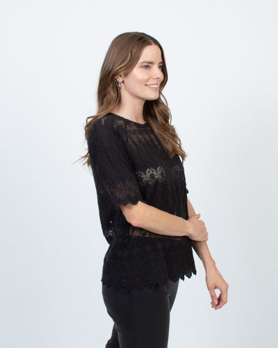 Ulla Johnson Clothing Medium | US 6 Embroidered Short Sleeve Top