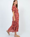 Ulla Johnson Clothing Medium | US 6 Floral V-Neck Short Sleeve Midi Dress