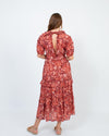 Ulla Johnson Clothing Medium | US 6 Floral V-Neck Short Sleeve Midi Dress