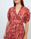 Ulla Johnson Clothing Medium | US 6 Floral V-Neck Short Sleeve Midi Dress