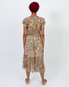Ulla Johnson Clothing Medium | US 8 Floral V-Neck Flutter Sleeve Midi Dress