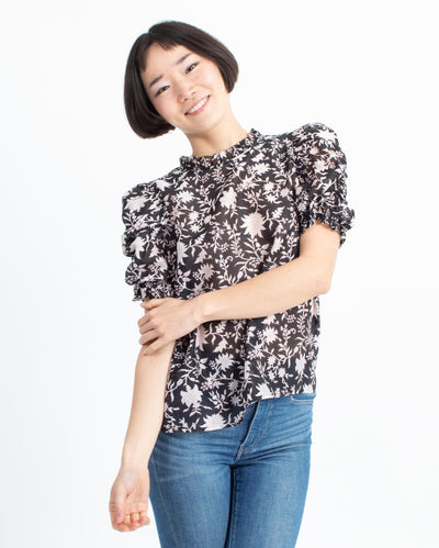 Ulla Johnson Clothing Small | US 4 Floral Puff Sleeve Blouse