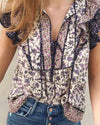 Ulla Johnson Clothing XS Floral Ruffle Blouse