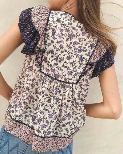 Ulla Johnson Clothing XS Floral Ruffle Blouse
