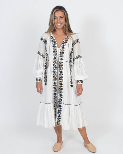 Ulla Johnson Clothing XS | US 0 Embroidered Drawstring Tie Dress